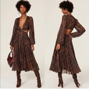 Rococo Sand Zebra Print Dress in Brown Black Size Small
